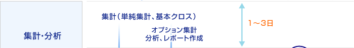 集計・分析 集計（単純集計、基本クロス）オプション集計 分析、レポート作成 1〜3日